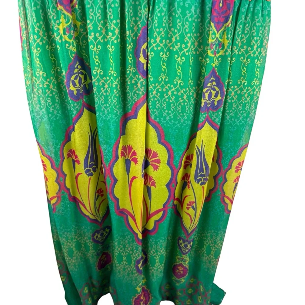 HEMANT & NANDITA Green and Yellow Printed Maxi Dress - Picture 9 of 13